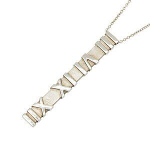 Tiffany & Co Atlas Plate Chain Pendant Necklace Silver